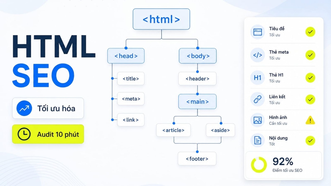 HTML SEO là gì? 8 thẻ quan trọng cần tối ưu và checklist audit nhanh trong 10 phút