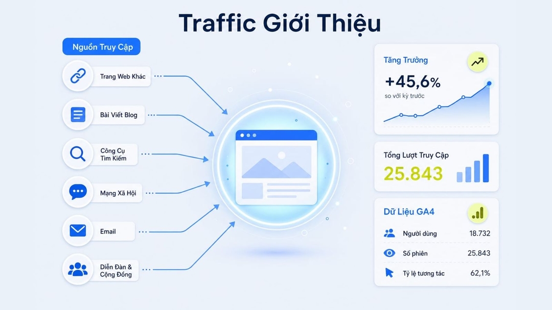 Cách xem Referral Traffic trong GA4 và tăng traffic giới thiệu hiệu quả