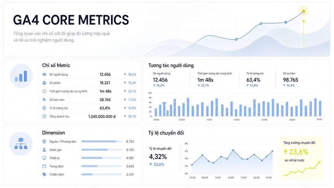 Các chỉ số Google Analytics quan trọng: Cách hiểu nhanh để đánh giá hiệu quả website