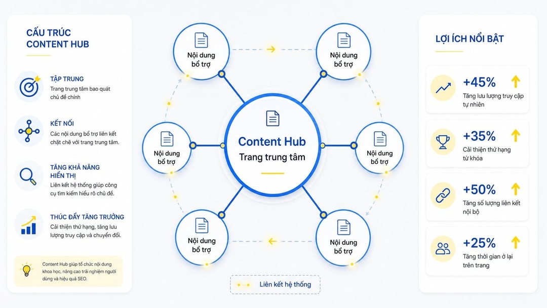 Content hub là mô hình tổ chức nội dung xoay quanh một chủ đề trung tâm