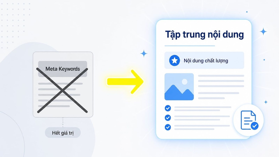 Meta keywords là một thẻ meta HTML nằm trong phần <head> của trang web
