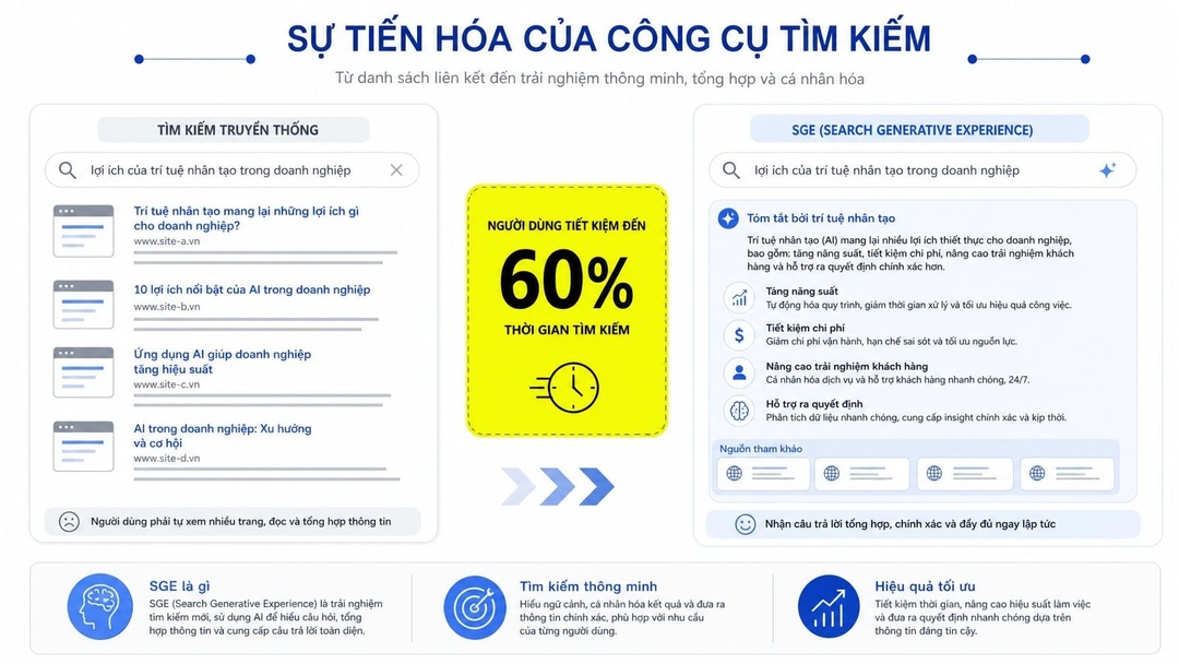 SGE (Search Generative Experience) là tính năng AI Search của Google