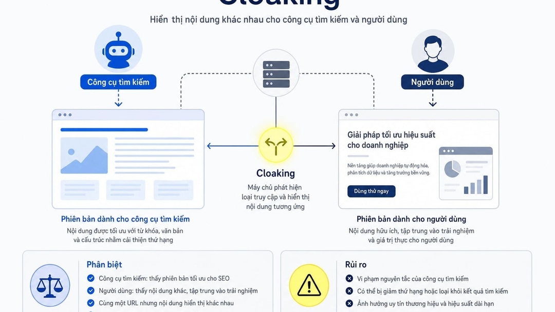 Cloaking thường bị xem là một dạng black hat SEO.