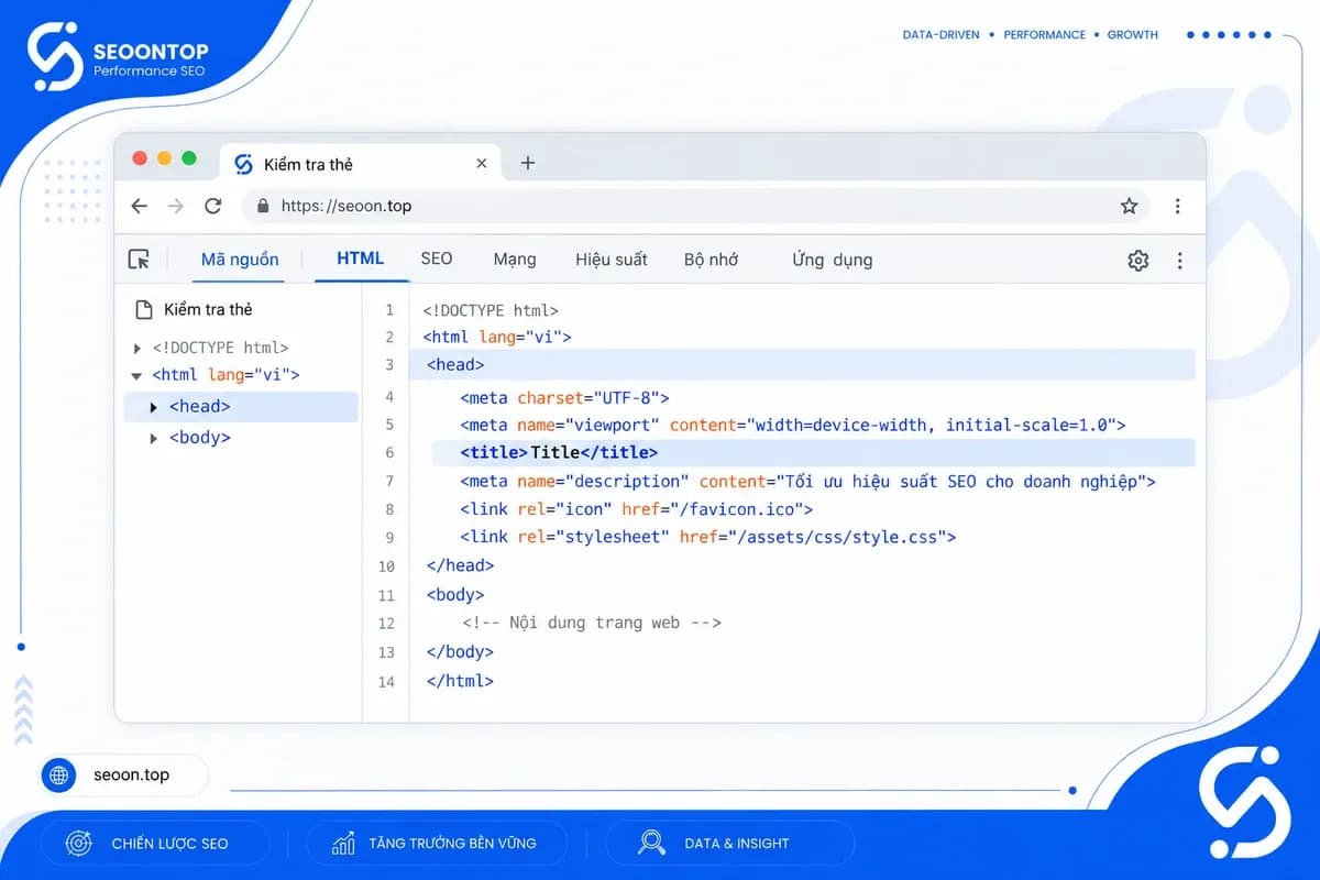 Kiểm tra thẻ title trong mã nguồn HTML của trang