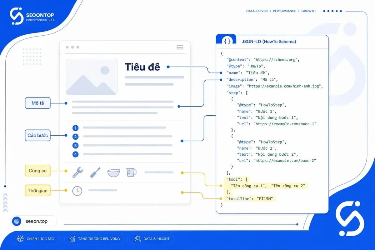 Sơ đồ đơn giản minh họa HowTo Schema