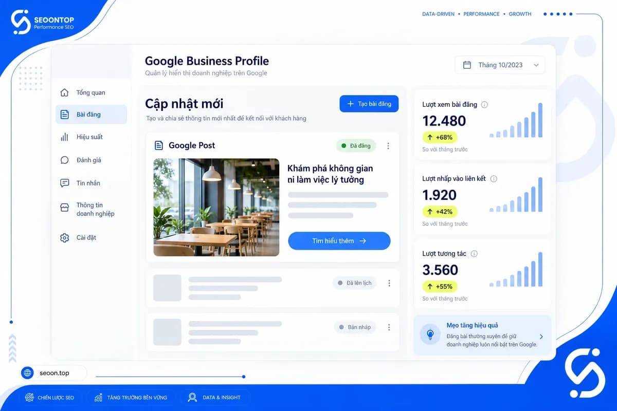 Google Post hiển thị trên Google Business Profile trong Google Search và Google Maps