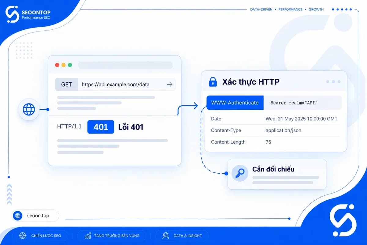 HTTP response 401 và header xác thực cần đối chiếu