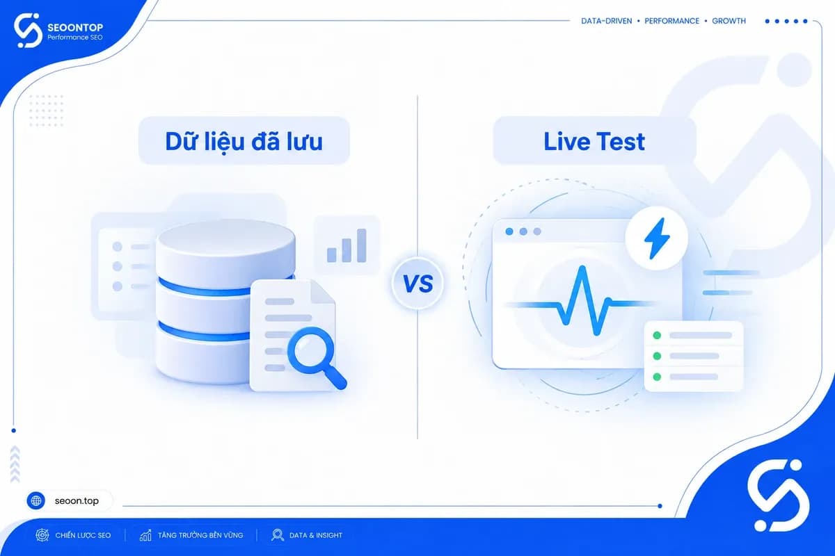 Phân biệt dữ liệu URL Inspection và Test Live URL