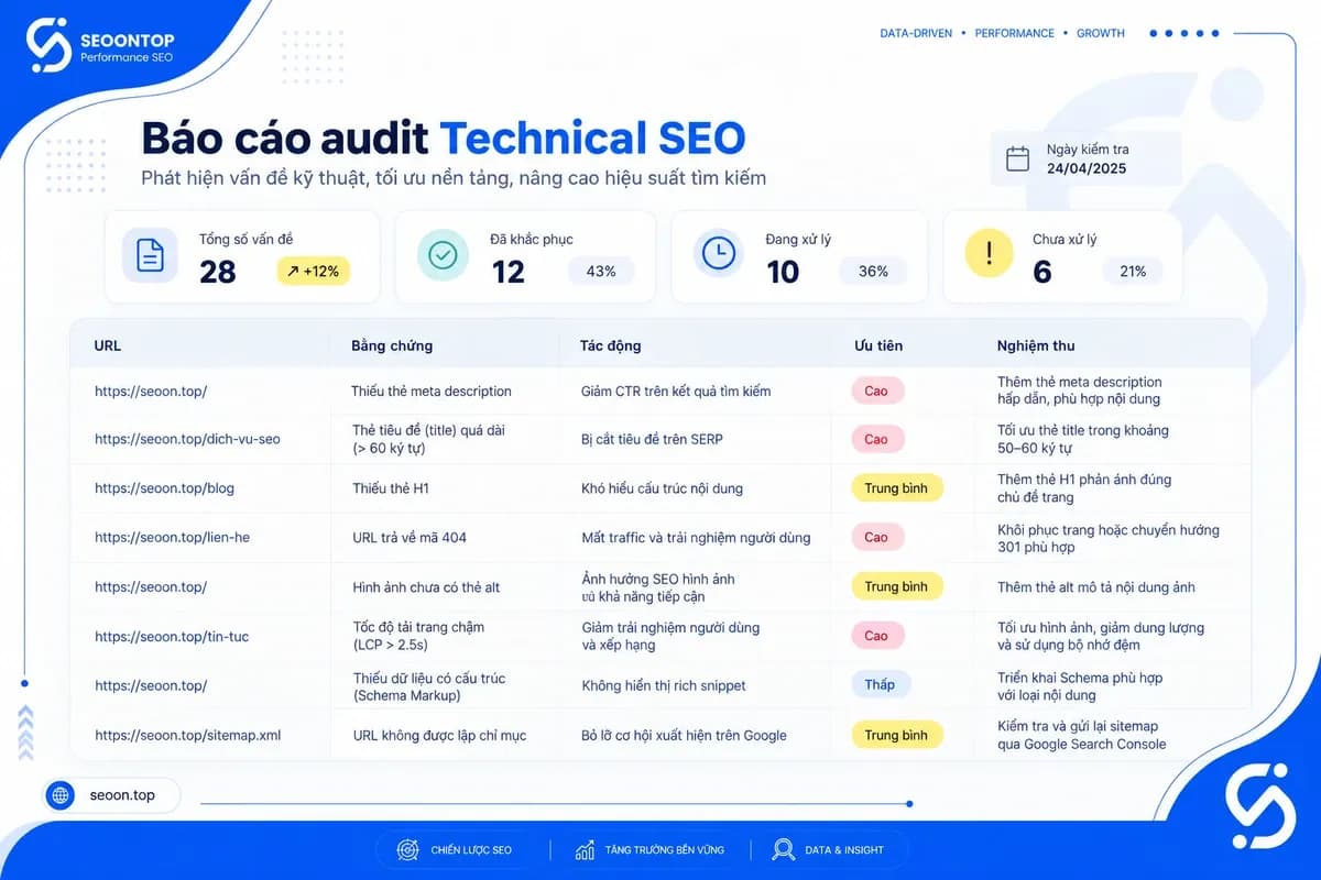 Technical SEO tập trung tối ưu hóa các yếu tố nền tảng kỹ thuật trên website