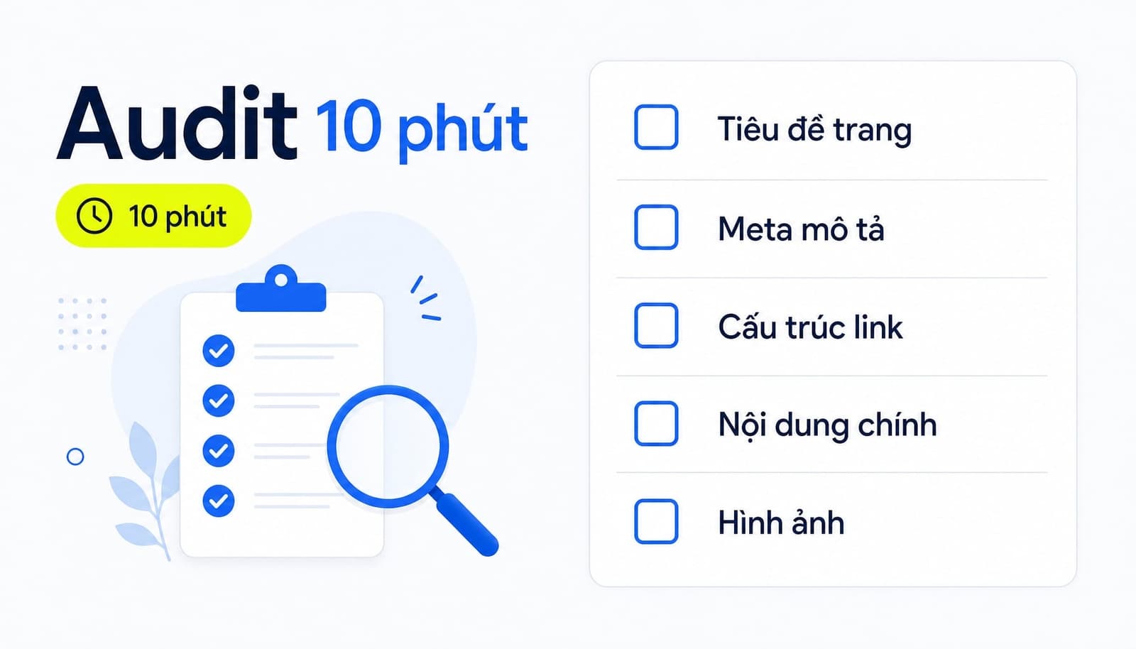Checklist SEO danh mục ngắn gọn trong 10 phút