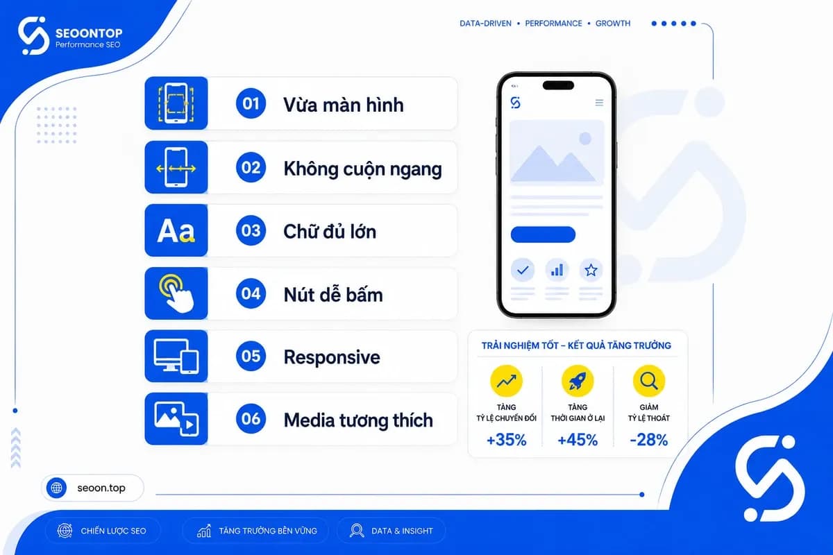 Tiêu chí Google đánh giá website mobile-friendly