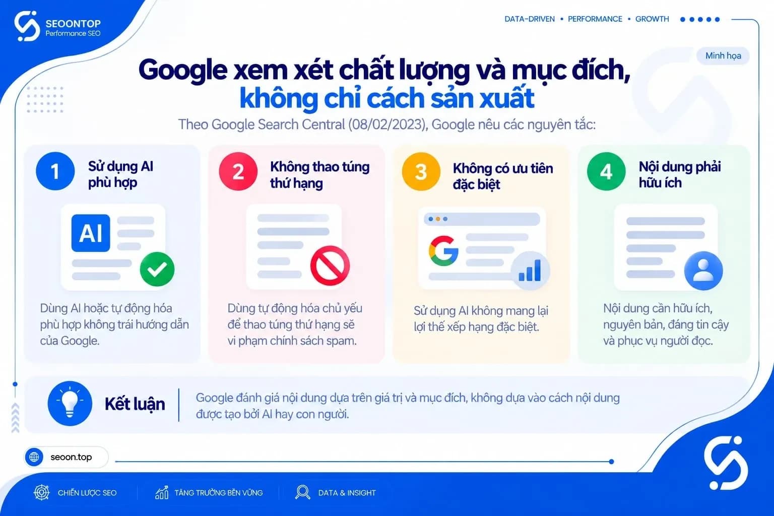 Google xem xét chất lượng và mục đích, không chỉ cách sản xuất