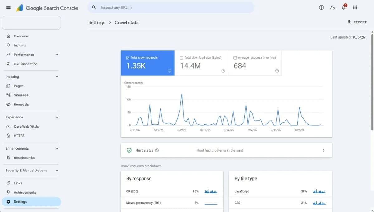 Cách xem Crawl Stats trong Google Search Console