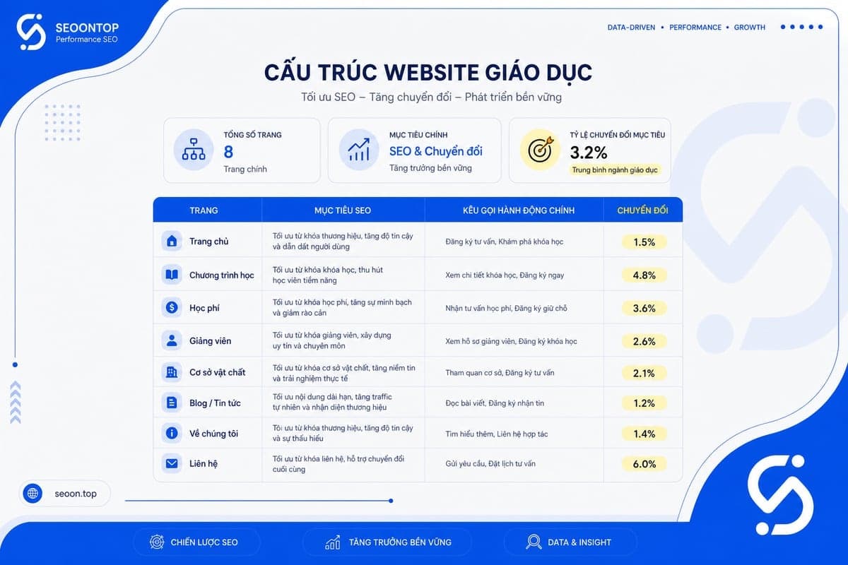 Cấu trúc website giáo dục chuẩn SEO và tuyển sinh