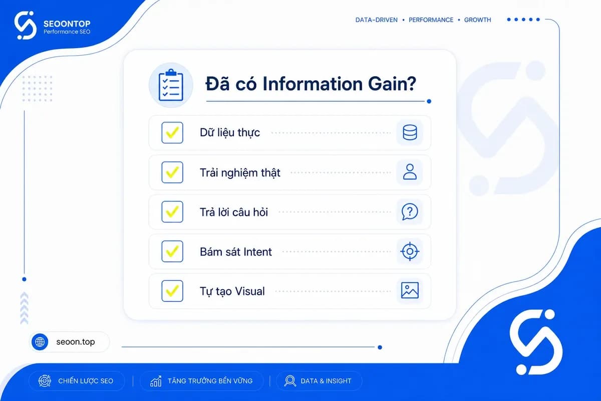 Checklist information gain cho content SEO