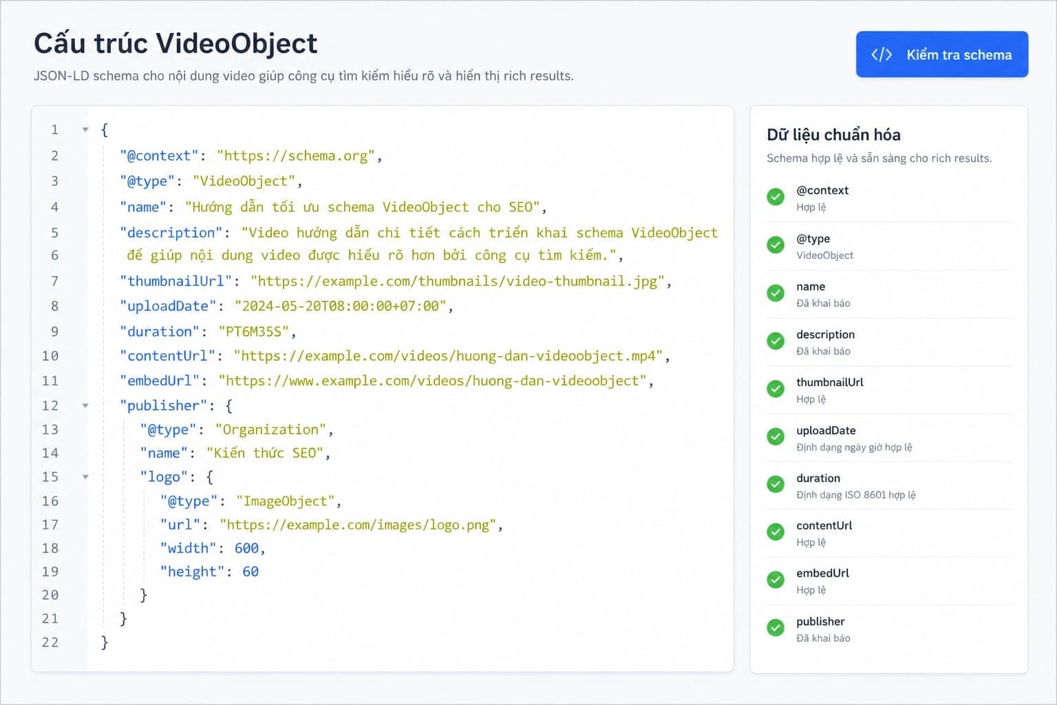 Code schema video mẫu dạng JSON-LD