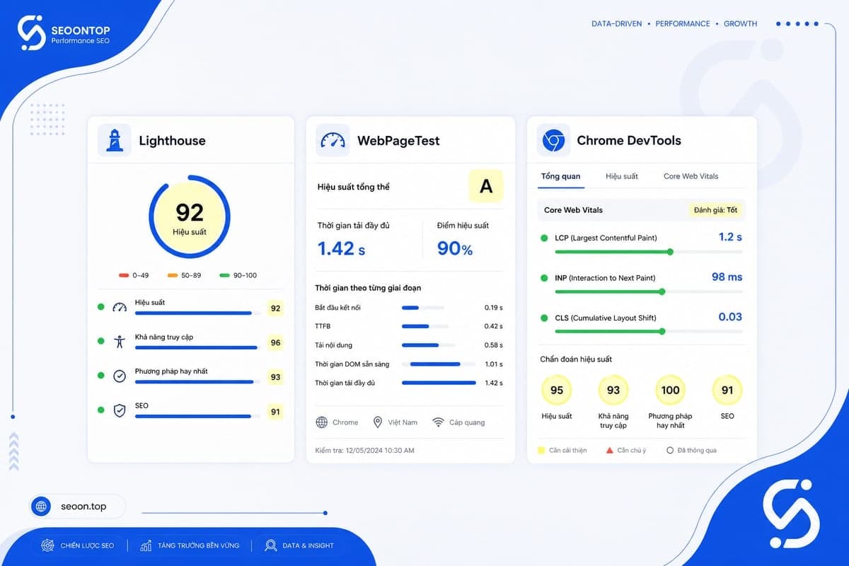 Cách đo TTI bằng Lighthouse WebPageTest Chrome DevTools