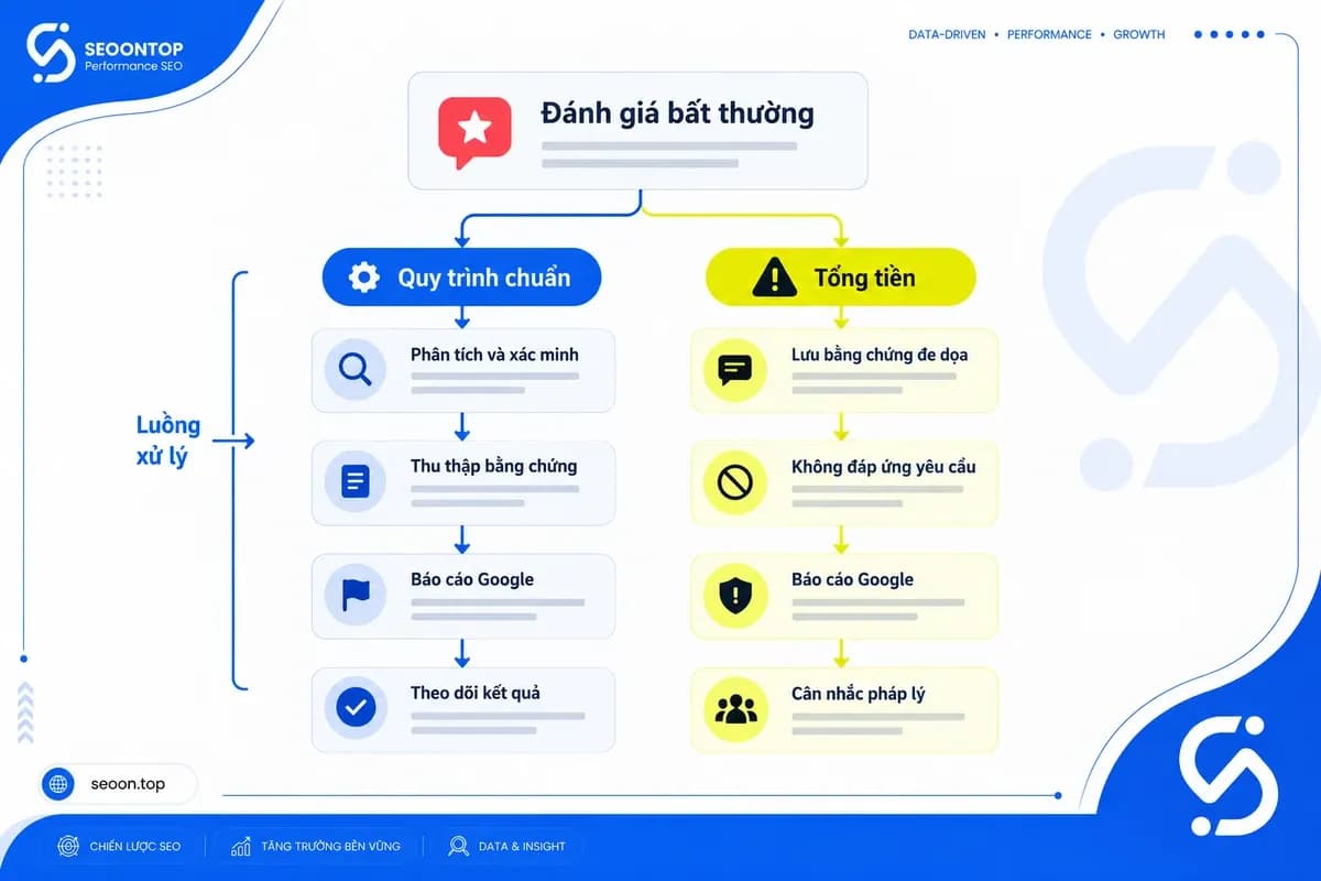 Quy trình xử lý đánh giá bất thường và tống tiền bằng review