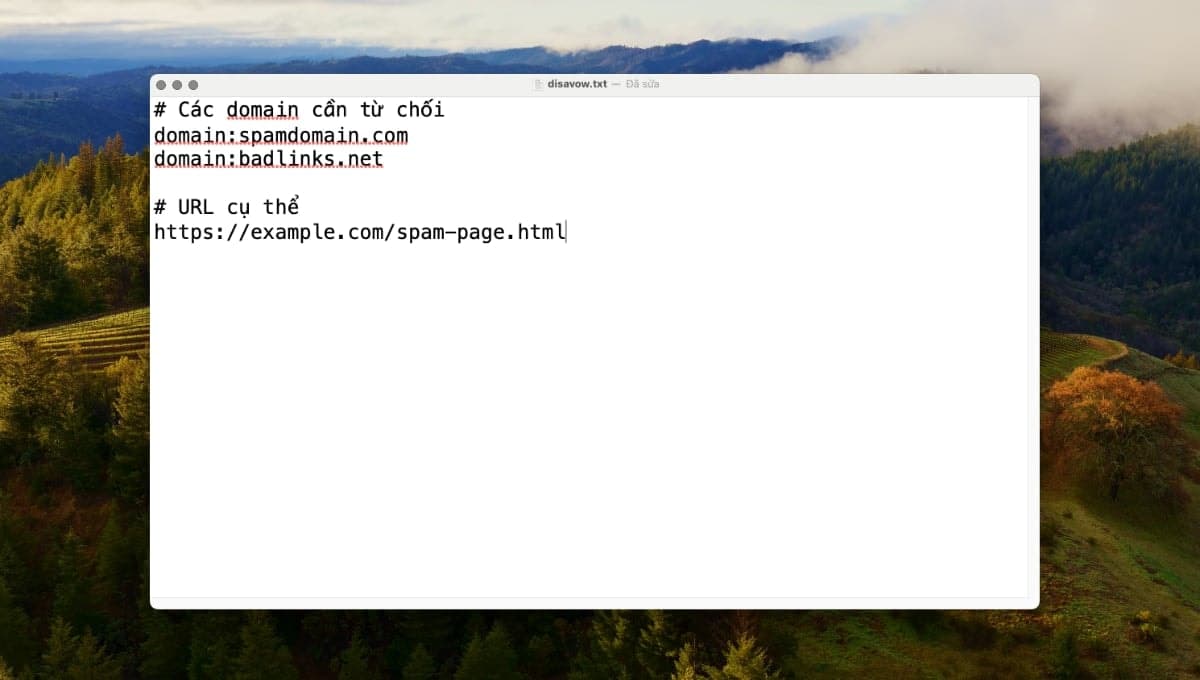 Tạo file .txt disavow đúng format