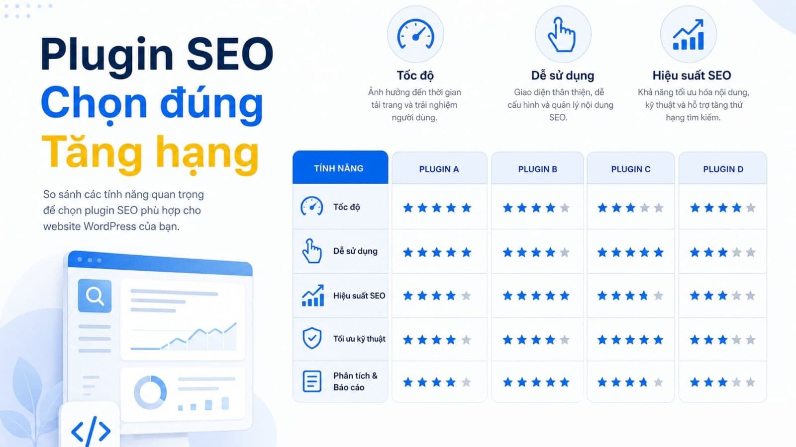 Plugin SEO nào phù hợp? Cách chọn đúng công cụ cho website WordPress