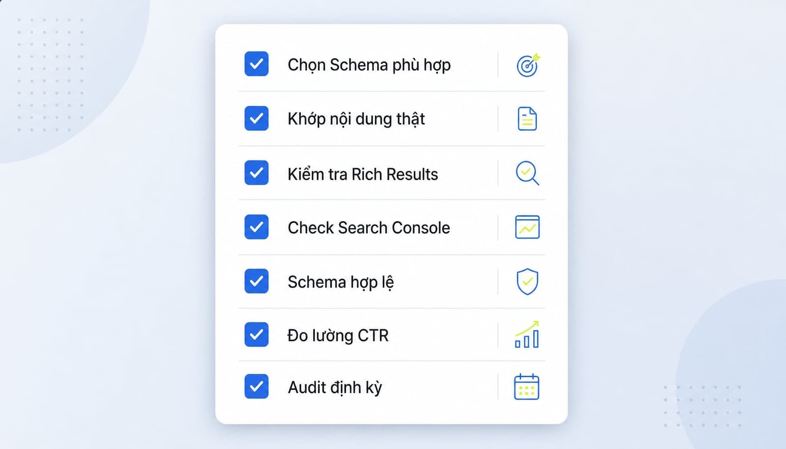 Checklist tự kiểm tra Rich Snippets cho website
