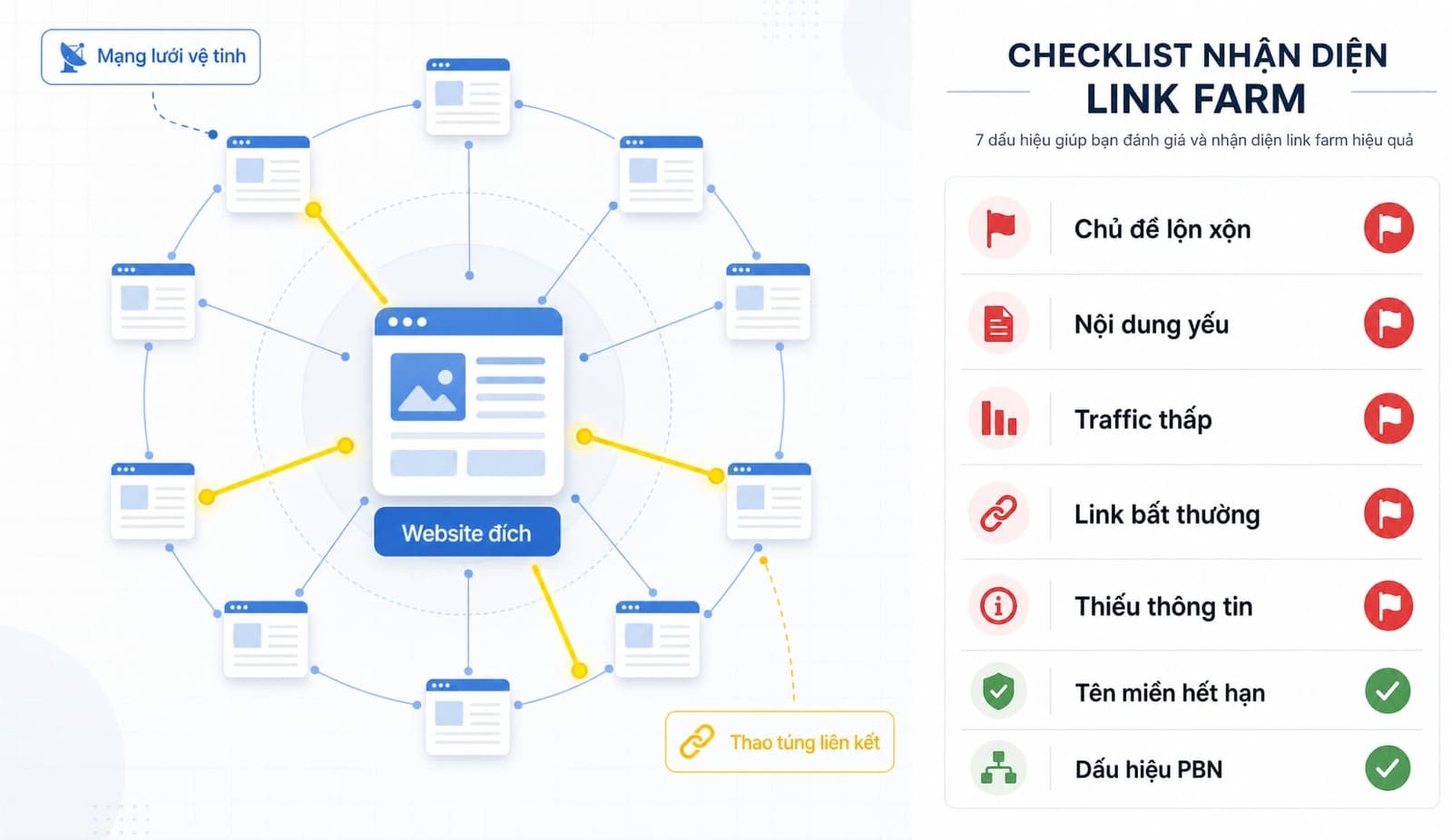 Sơ đồ đơn giản mô tả link farm hoạt động
