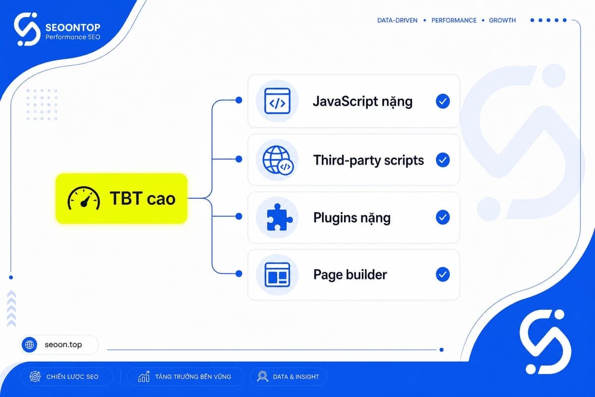 Nguyên nhân TBT cao do JavaScript và script bên thứ ba