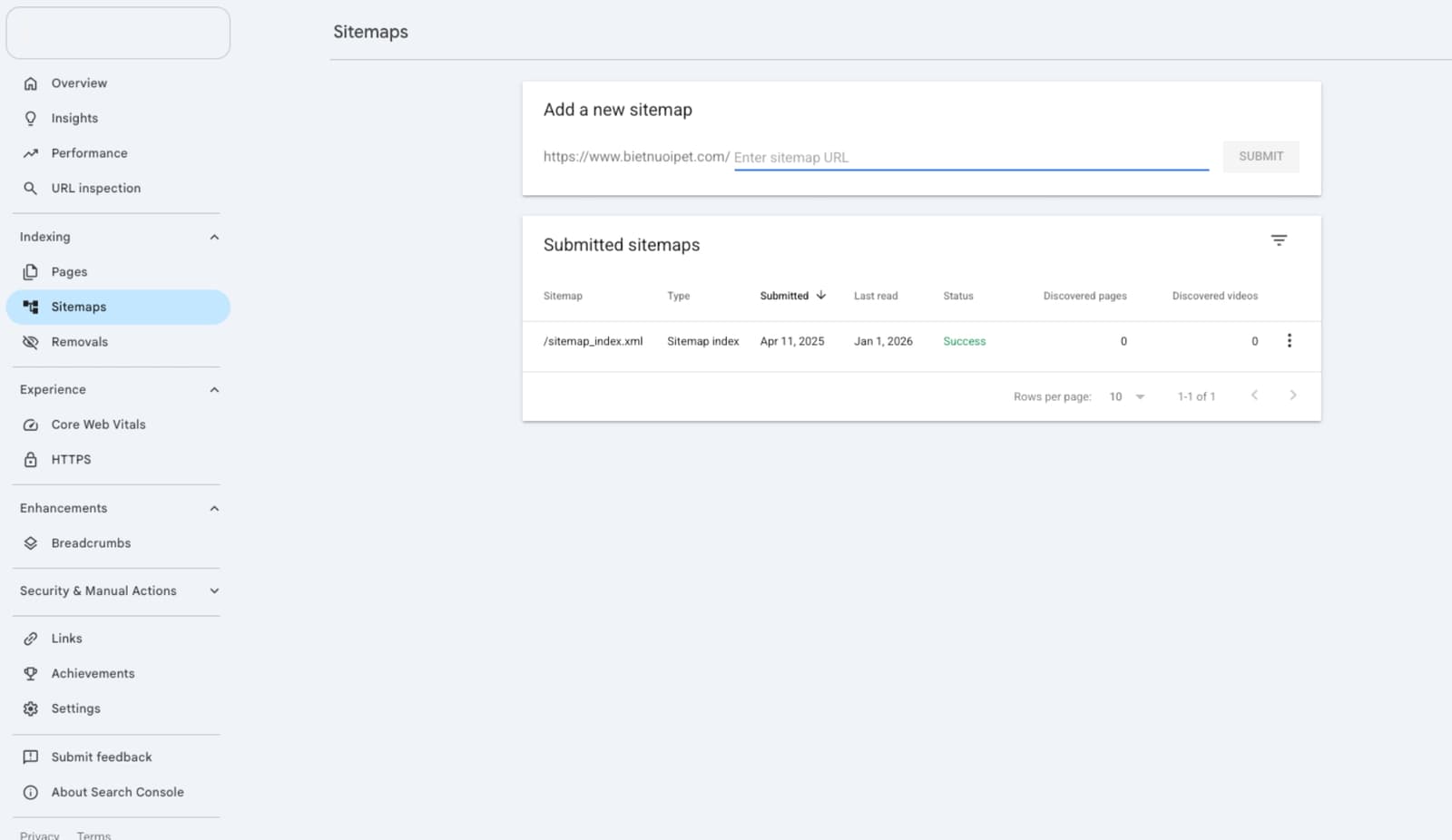 Kiểm tra sitemap trong Google Search Console