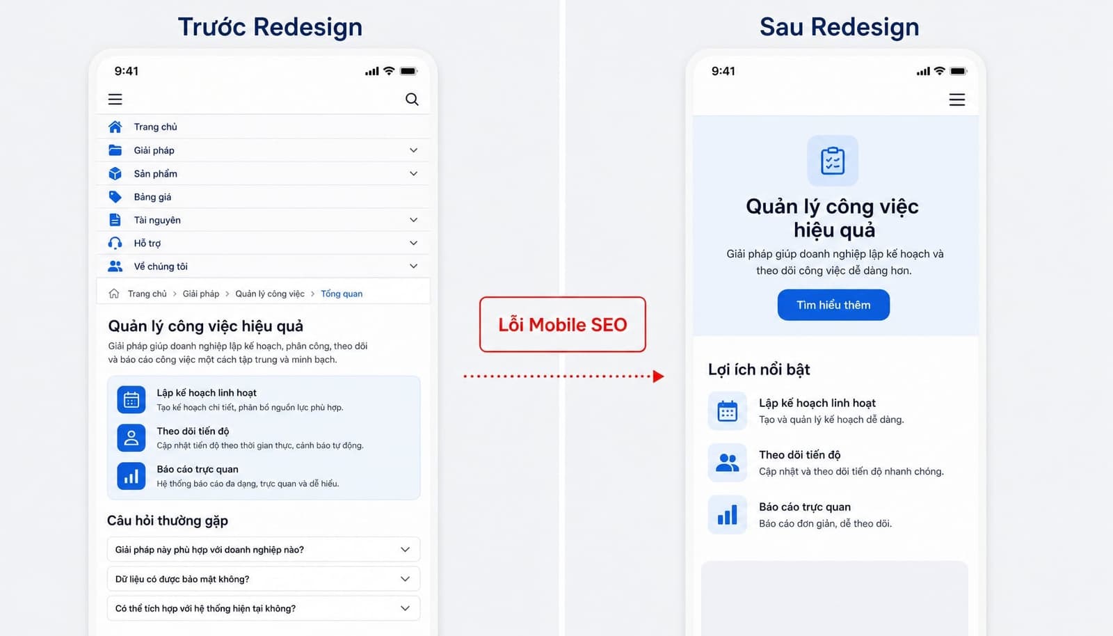 Lỗi mobile SEO thường gặp khi redesign website doanh nghiệp