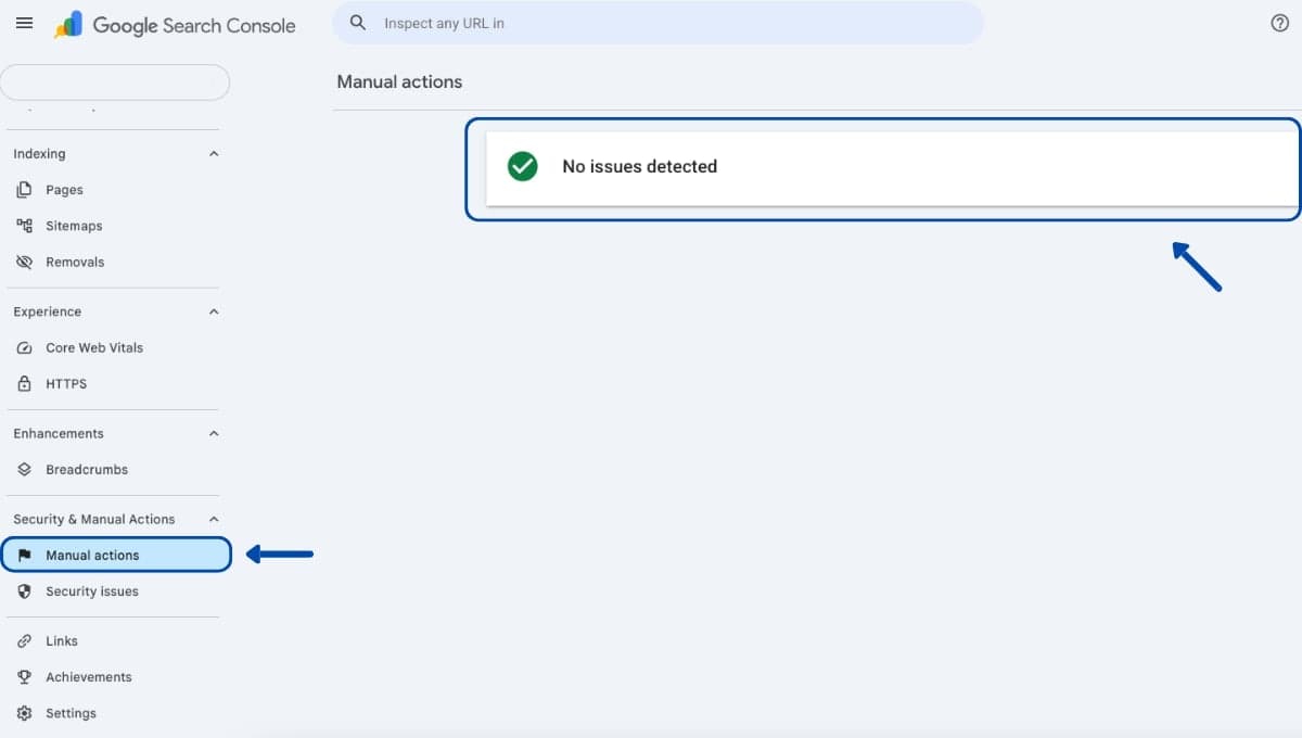 Cách kiểm tra manual action trong Google Search Console
