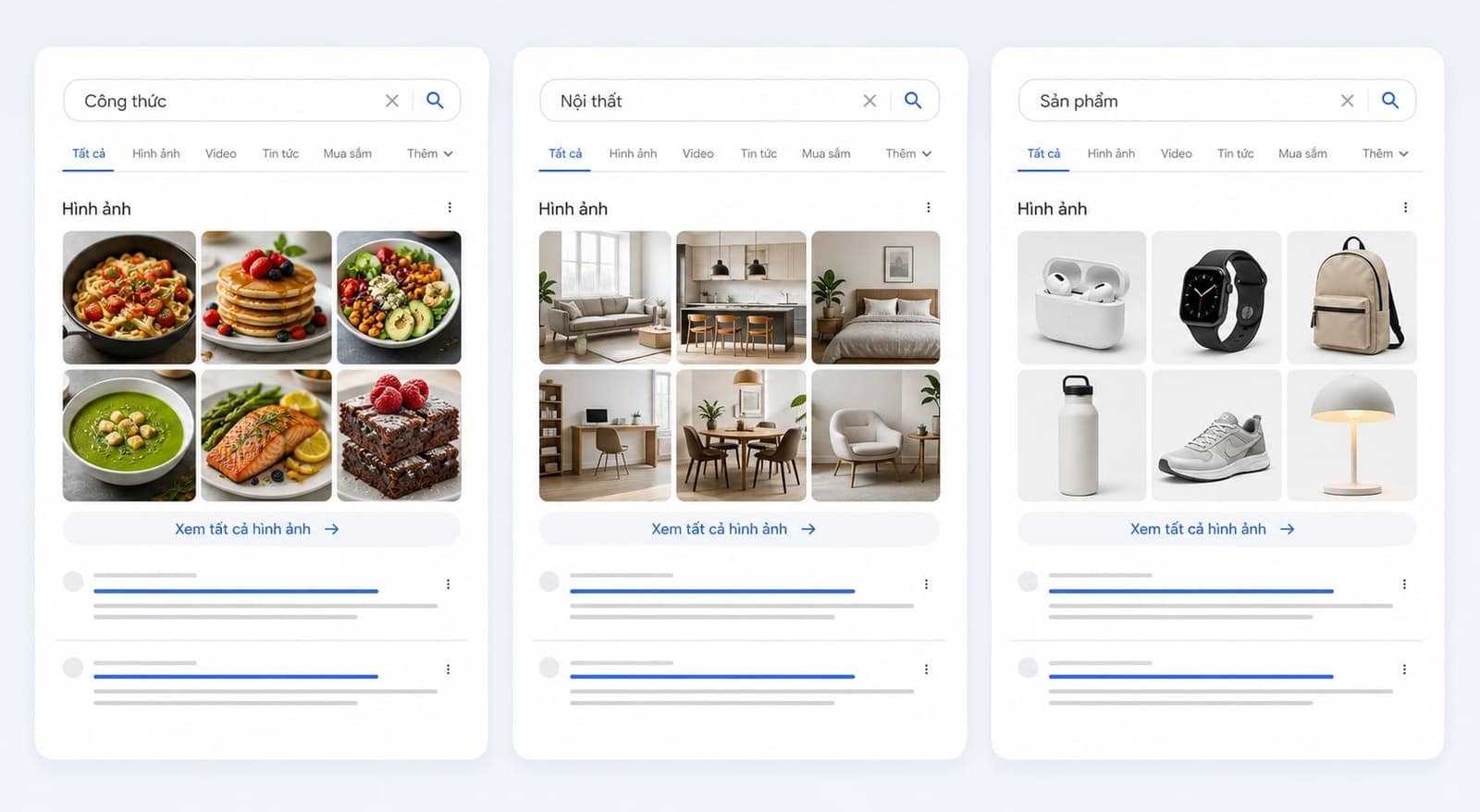 Ví dụ truy vấn Google thường hiển thị Image Pack