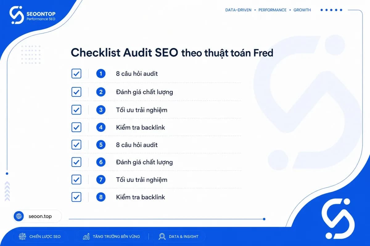 Checklist 8 điểm tự audit website theo tinh thần Fred