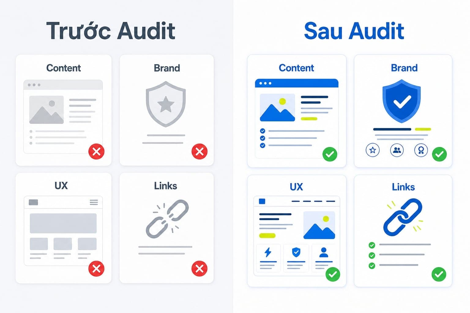 Website có nội dung tốt nhưng thiếu trust signals tổng thể