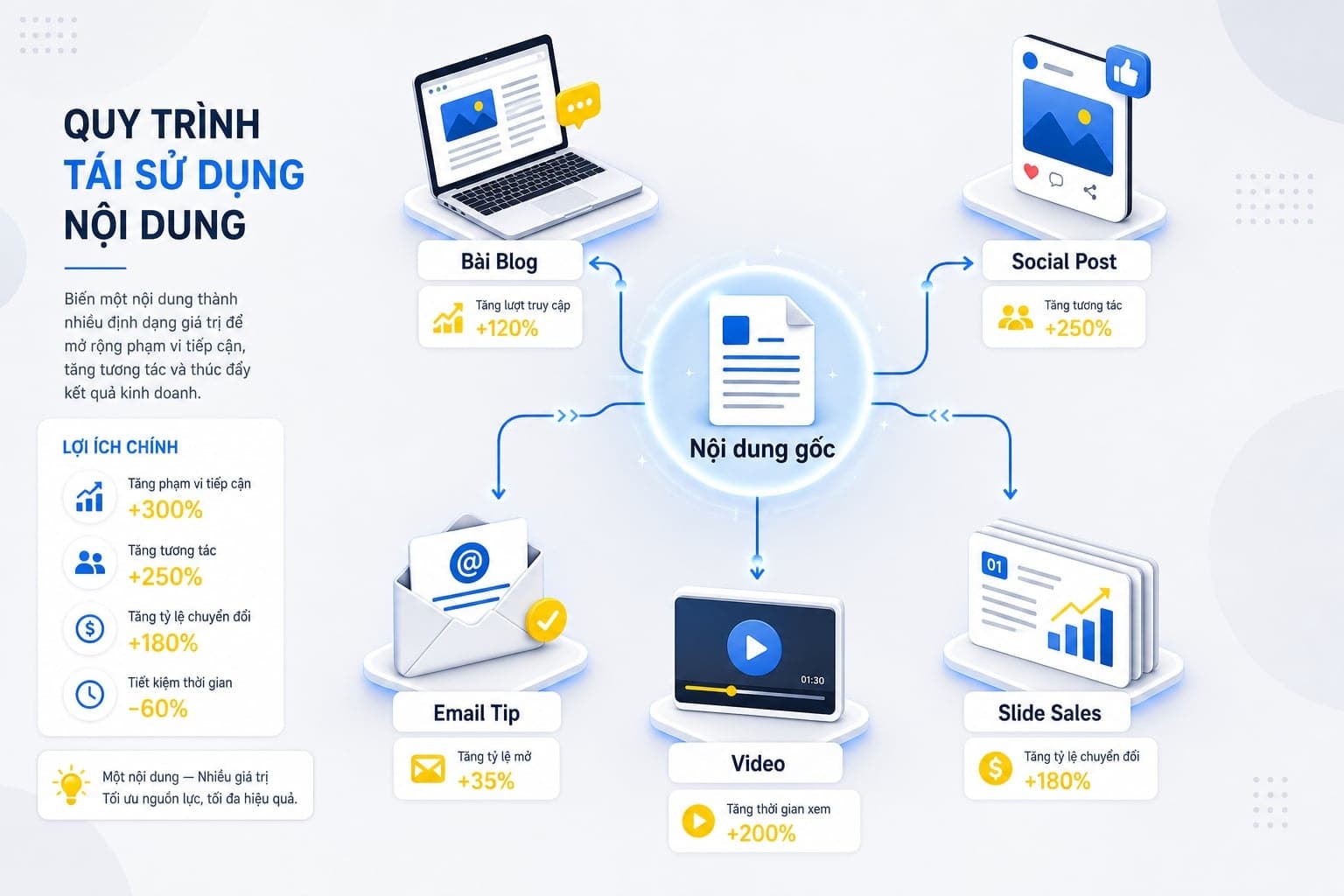 Content repurposing là việc tái sử dụng một nội dung