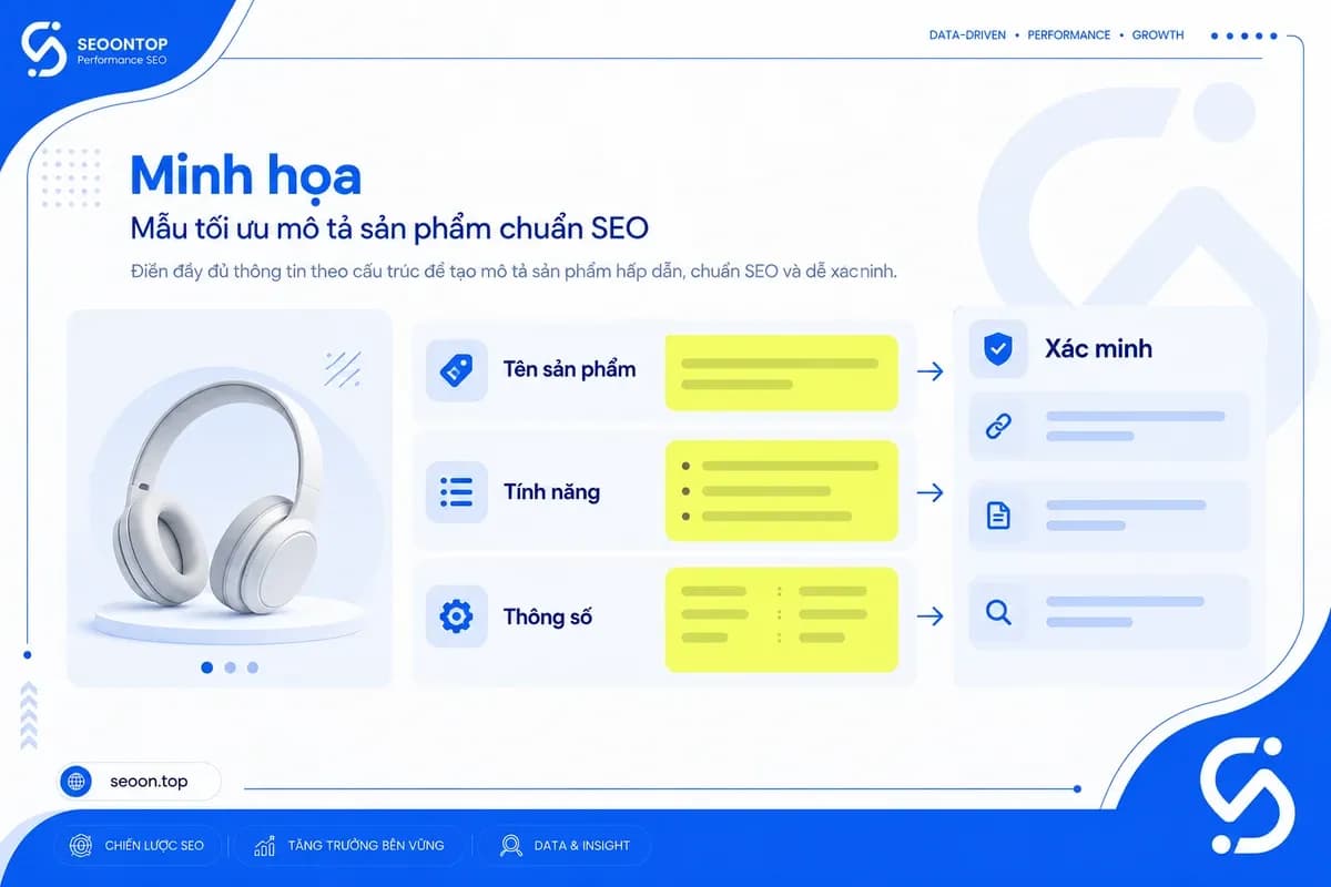 Template mô tả sản phẩm với các trường thông tin.