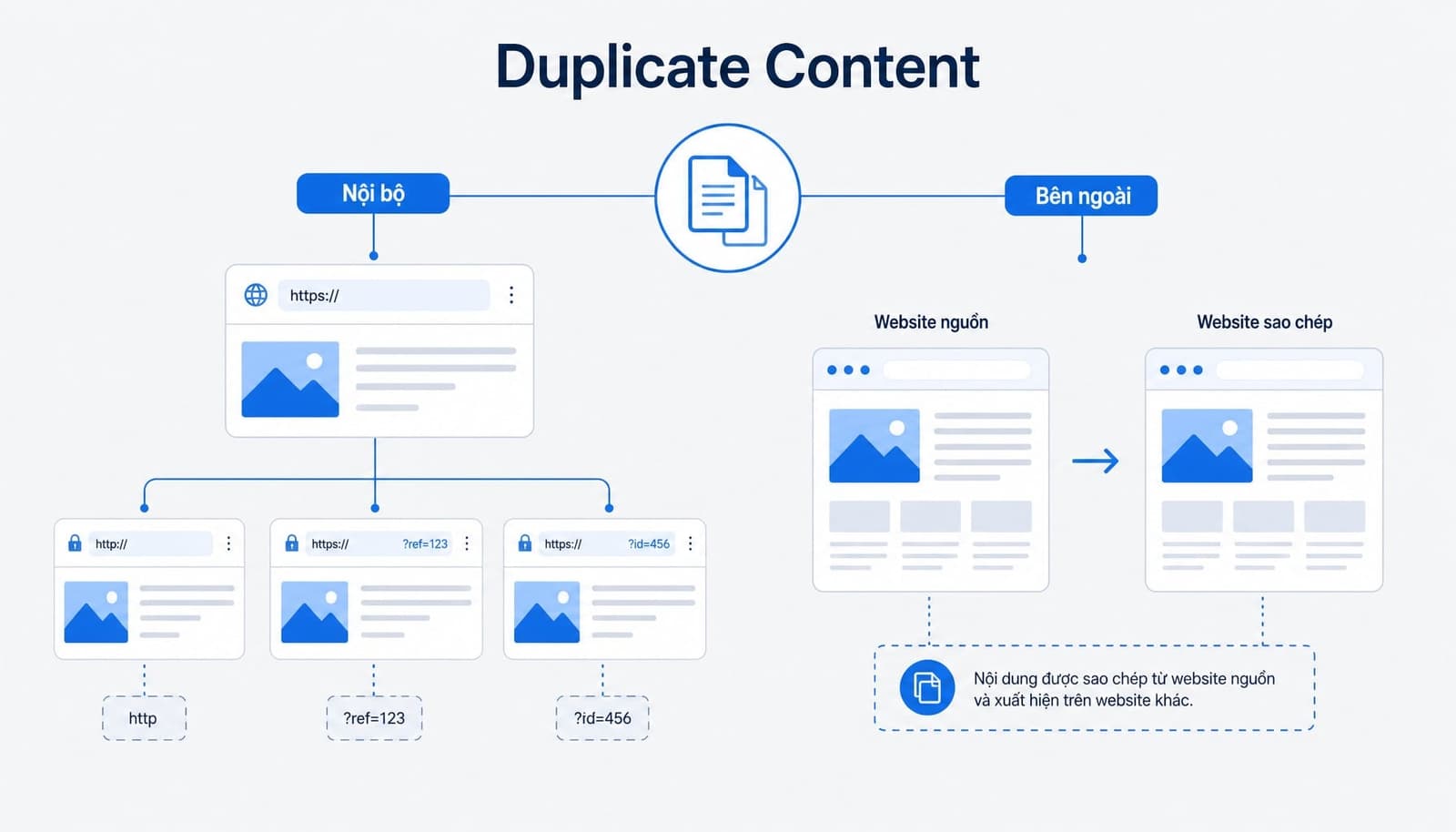 Duplicate content nội bộ và bên ngoài