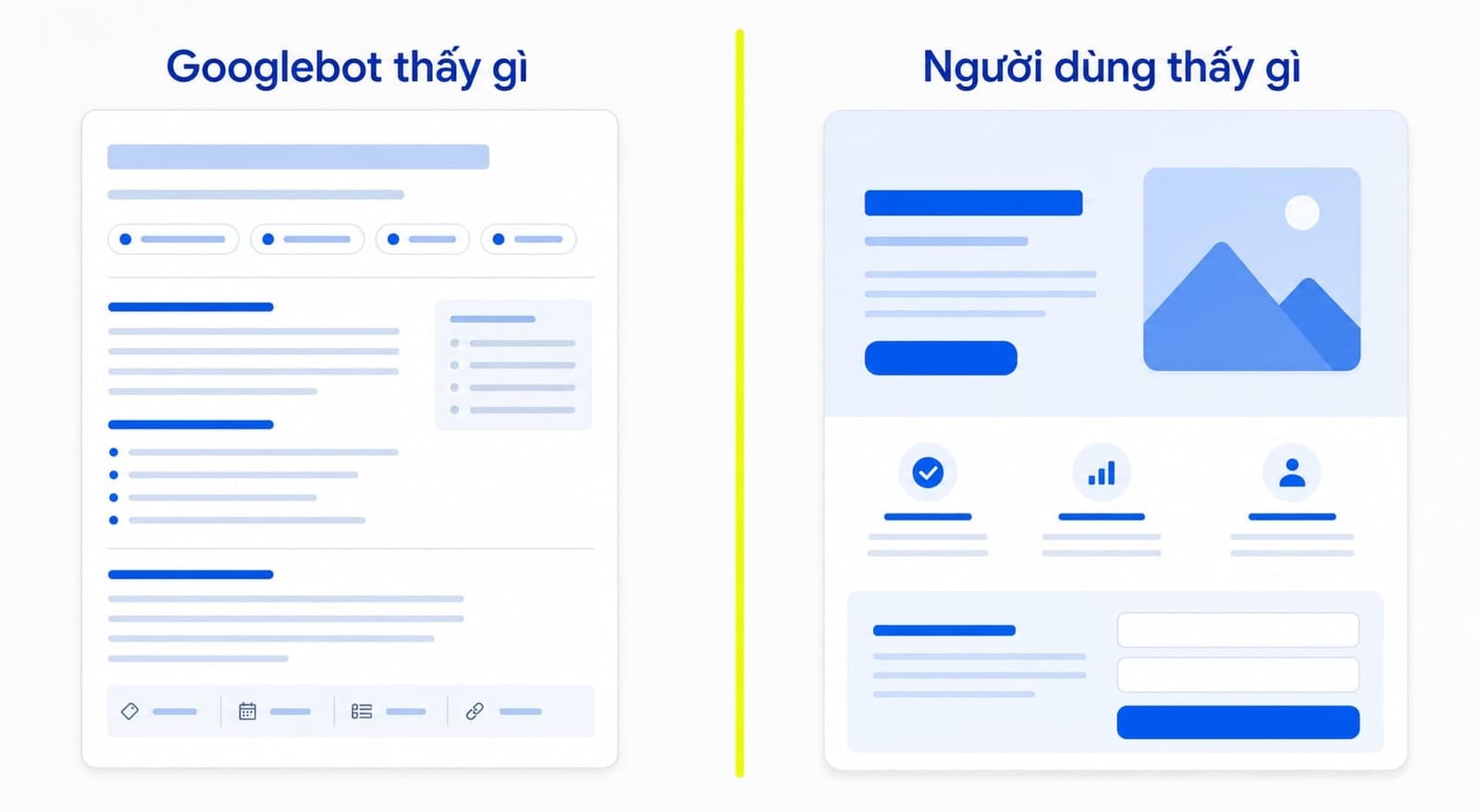 Cloaking trong SEO là bot và người dùng thấy nội dung khác nhau.