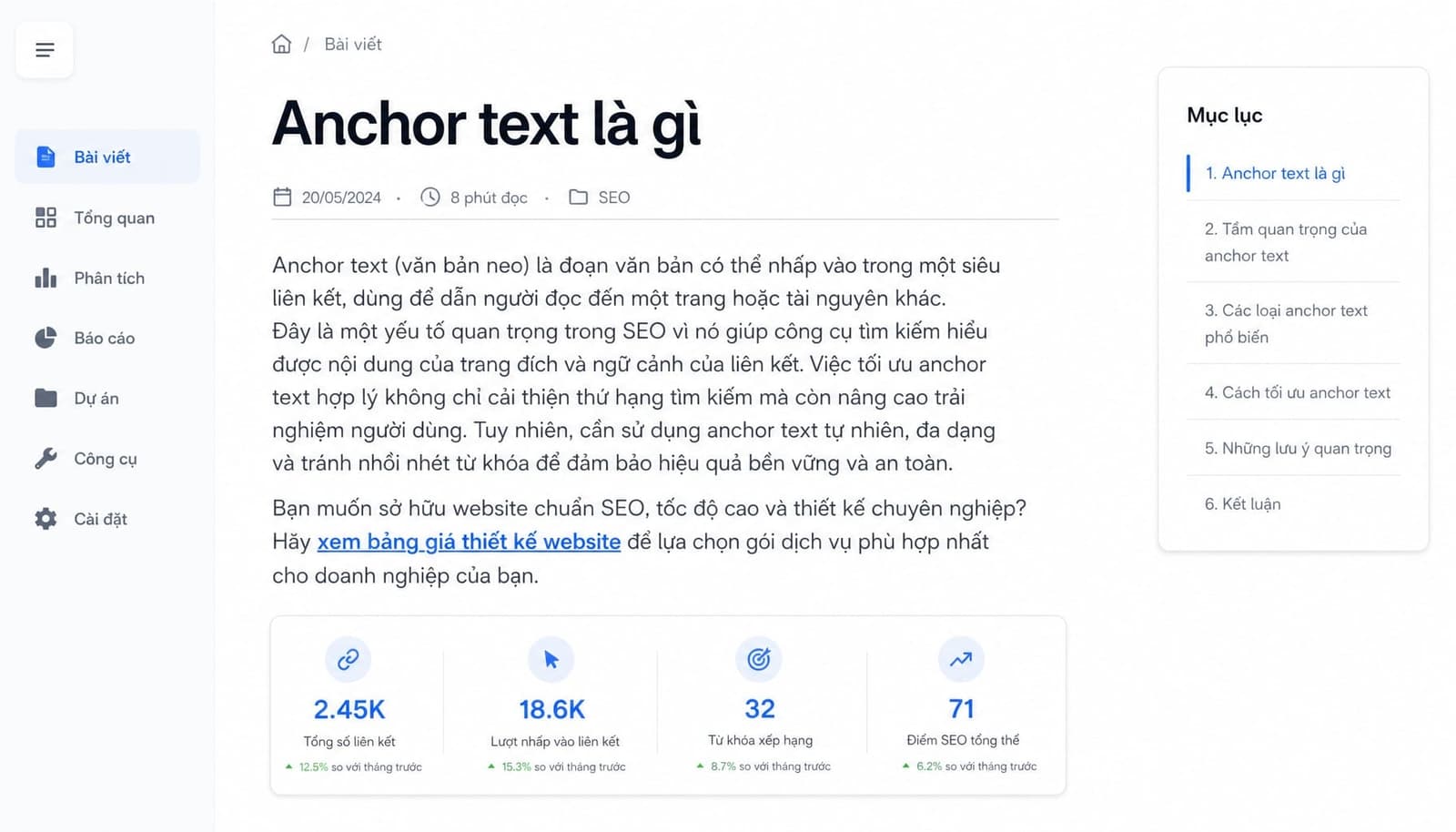 Anchor text là phần văn bản có thể nhấp trong một liên kết