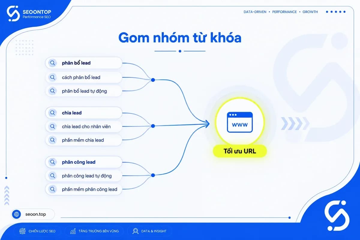 Gom từ khóa cùng intent vào một trang khi keyword mapping.