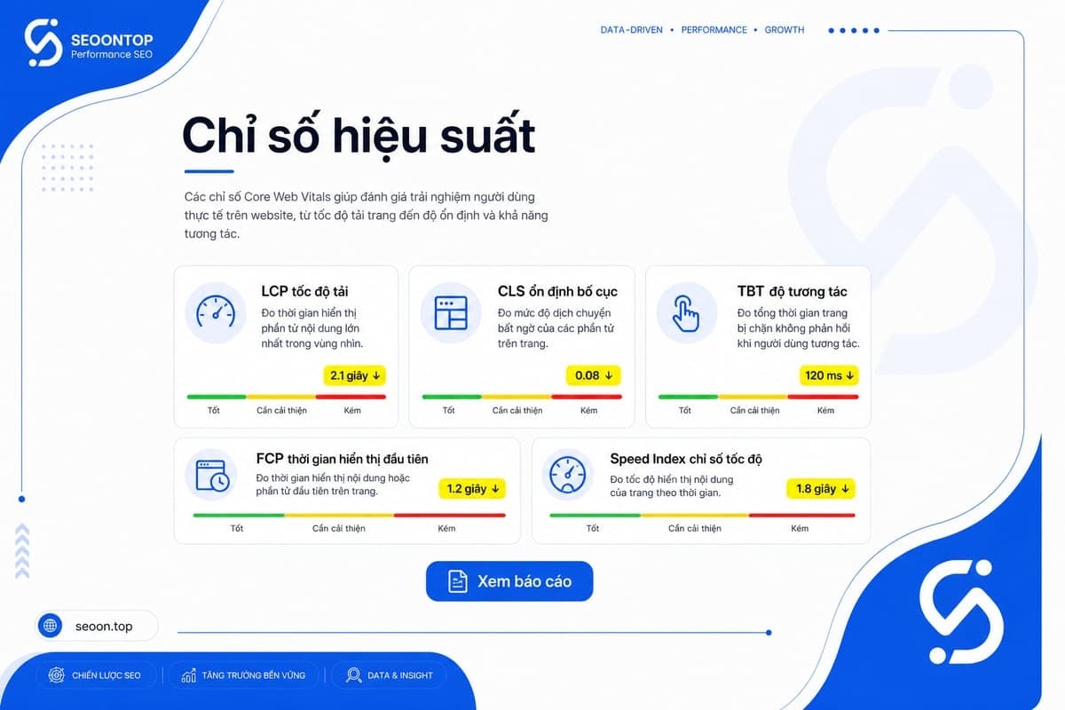 Các chỉ số hiệu suất quan trọng trong Google Lighthouse