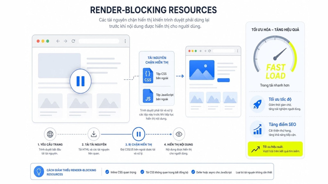 Cách kiểm tra và xử lý Render Blocking Resources đúng để tăng tốc website