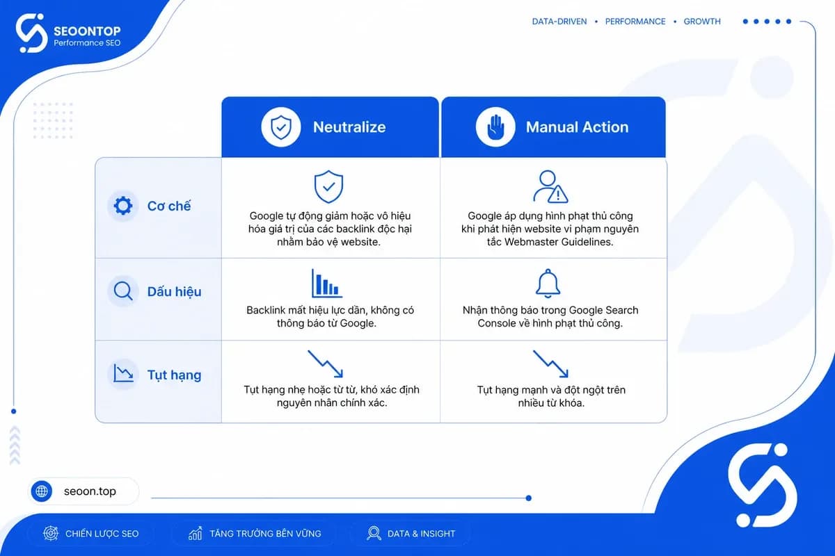 Phân biệt neutralize link so với với manual action