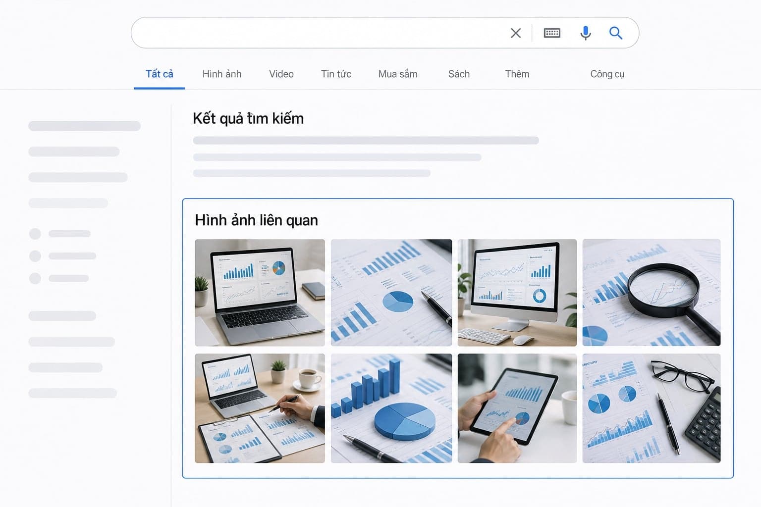 Ví dụ Image Pack trên trang kết quả tìm kiếm Google