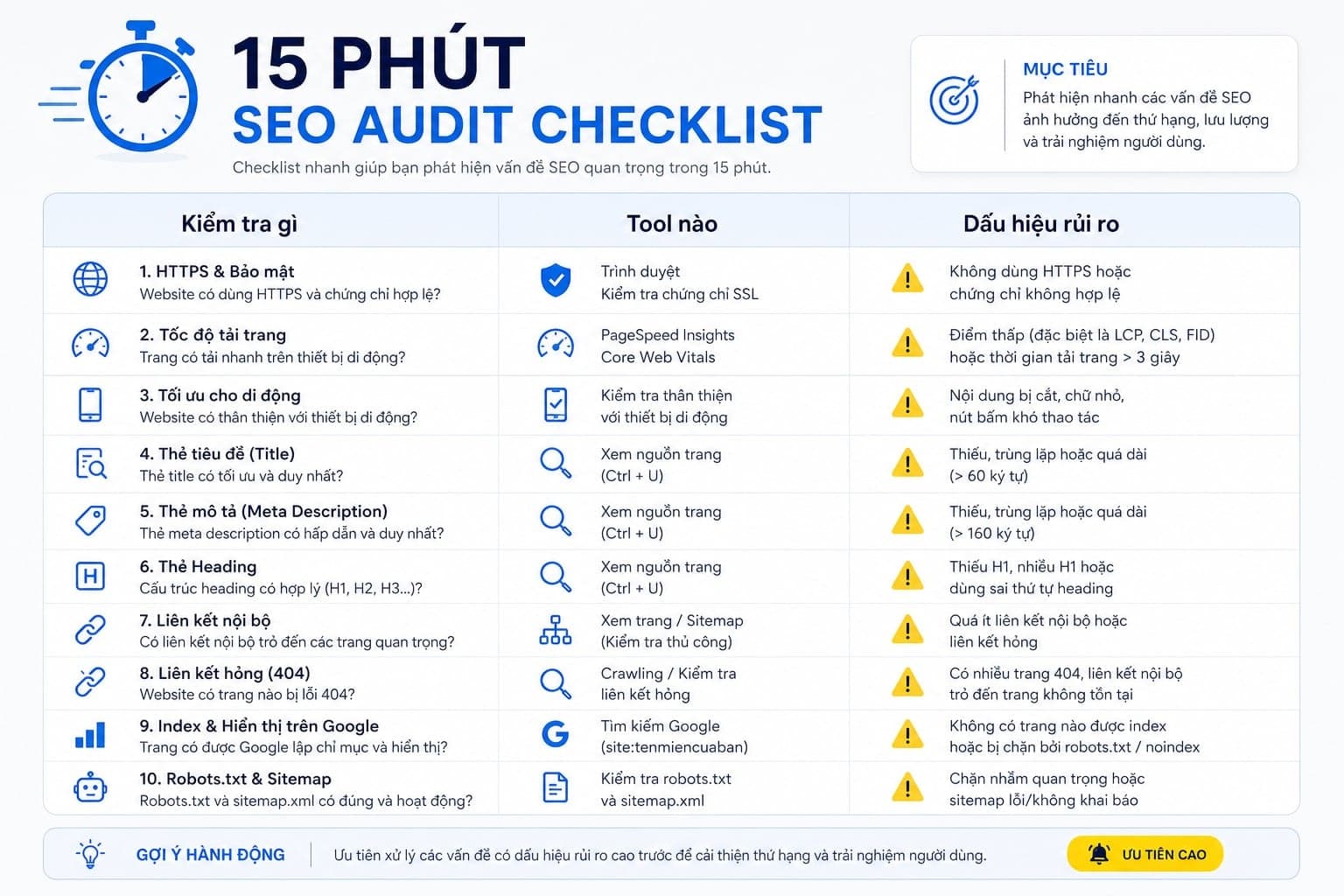 Checklist SEO audit nhanh