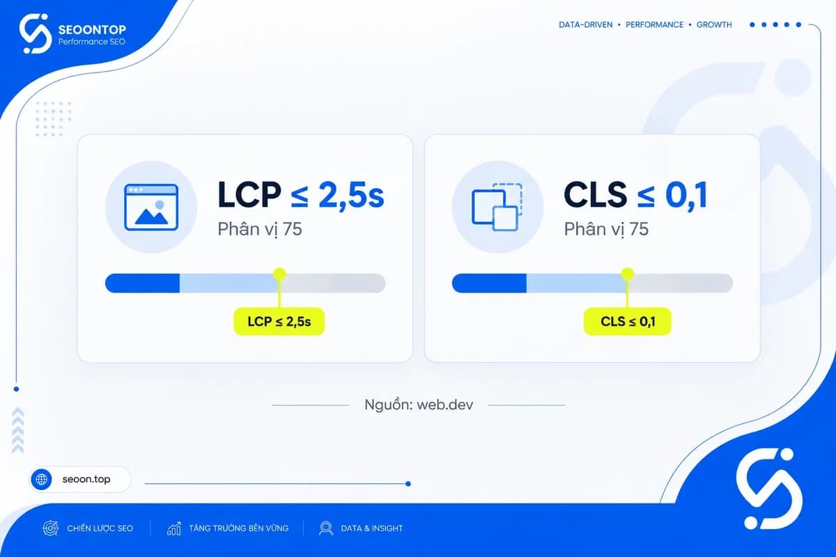 Ngưỡng tham khảo LCP và CLS theo tài liệu web.dev