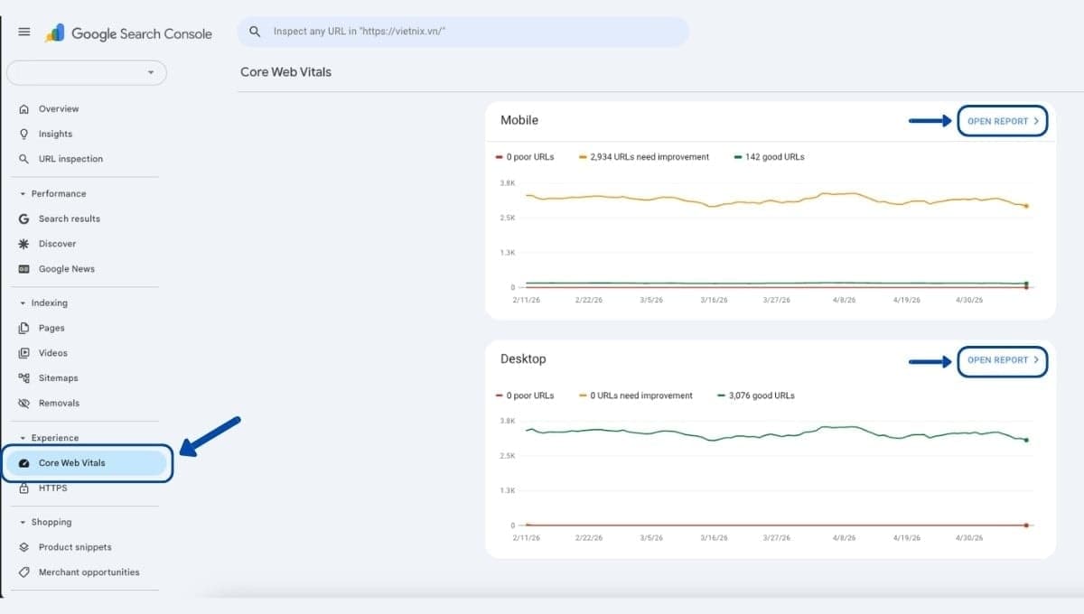 Kiểm tra bằng Search Console